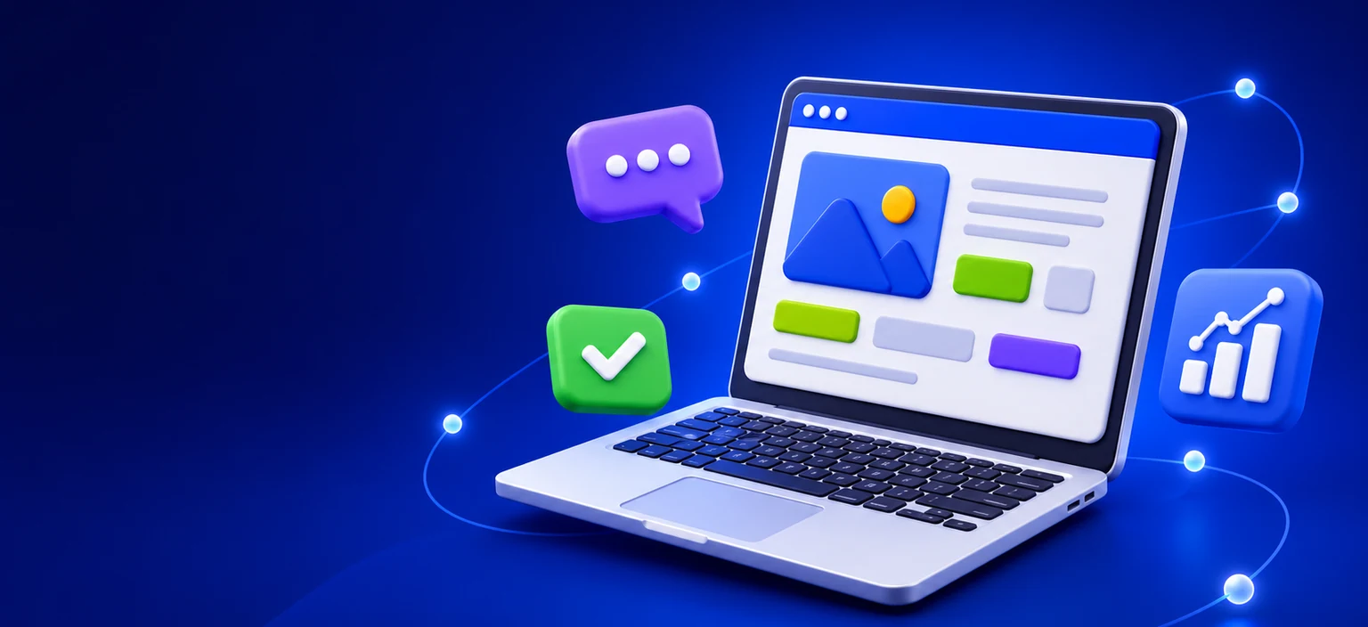Ordinateur portable illustrant la presence web