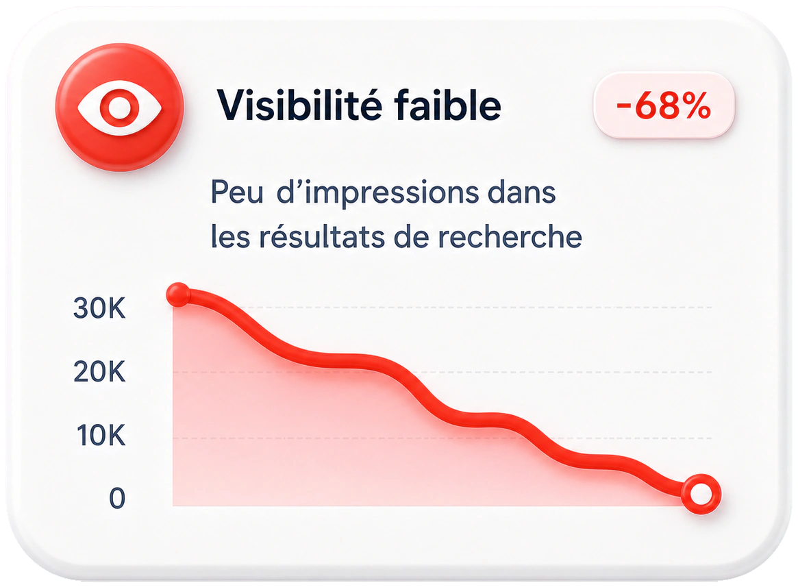 Indicateur : visibilit&eacute; faible, &minus;68&nbsp;% d'impressions