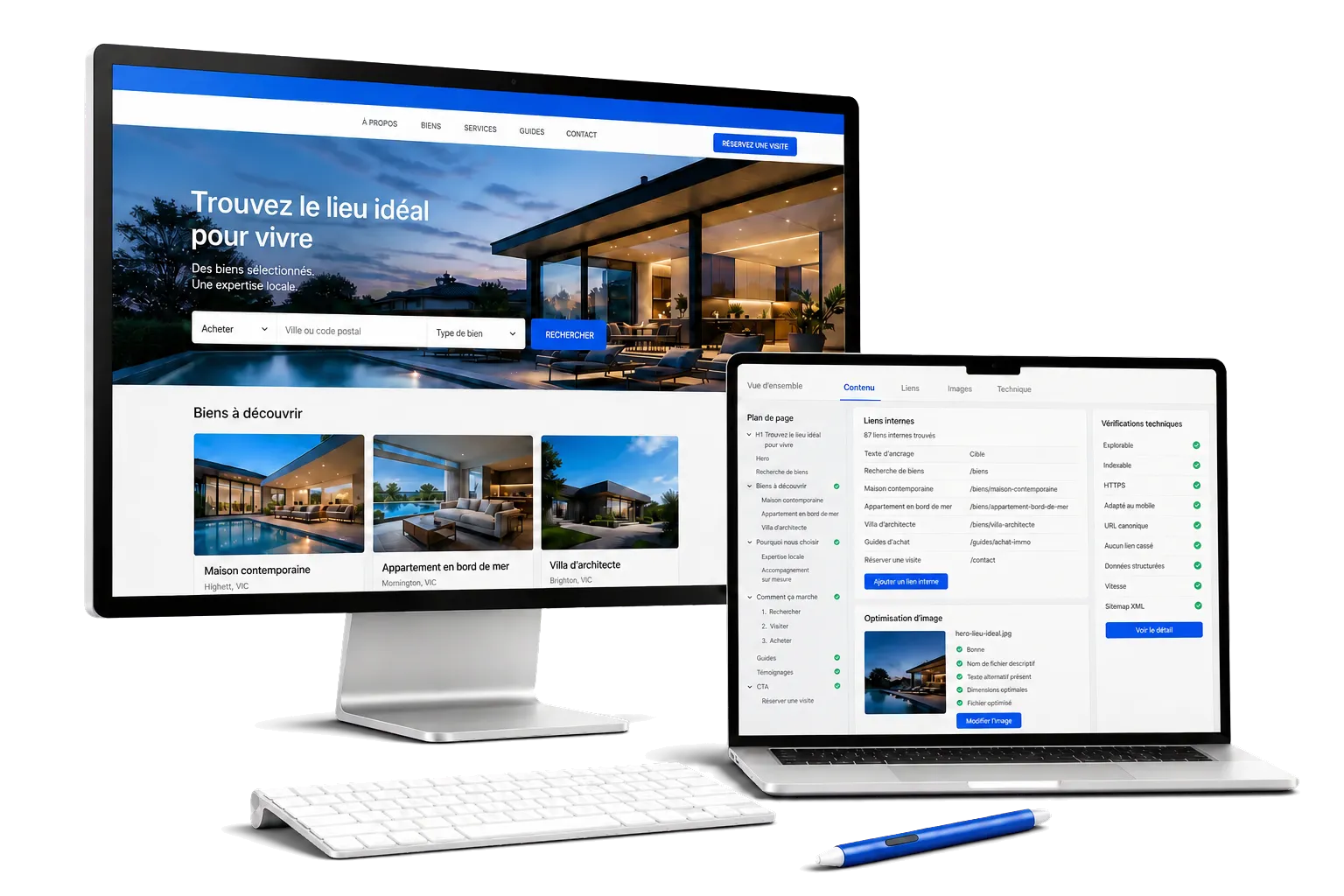 Optimisation d'un site professionnel depuis un poste de travail, avec &eacute;dition des contenus, des liens et des &eacute;l&eacute;ments techniques