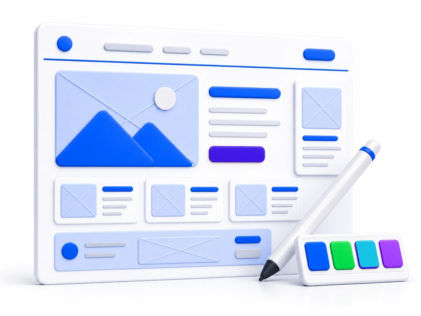 Maquettes 3D pour les wireframes du site