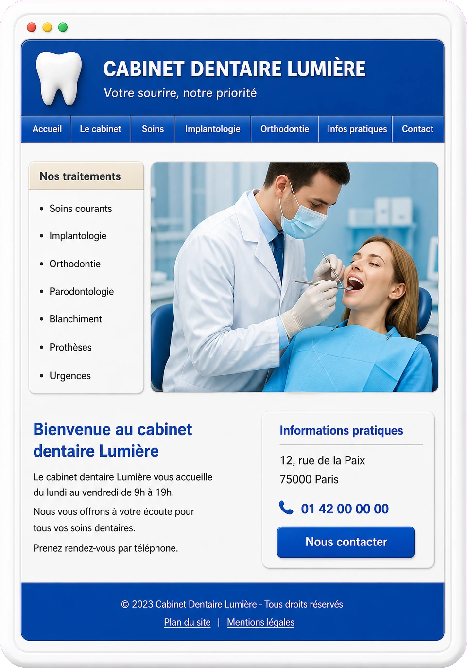 1. Site dat&eacute;&nbsp;: l'ancien site du cabinet dentaire Lumi&egrave;re, design d&eacute;pass&eacute;