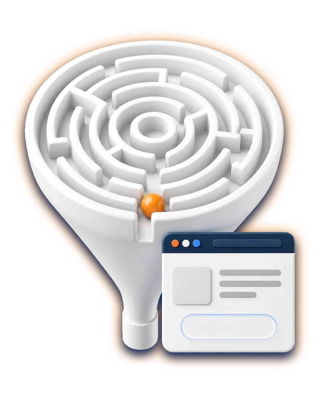 Entonnoir en labyrinthe illustrant un parcours de conversion peu clair