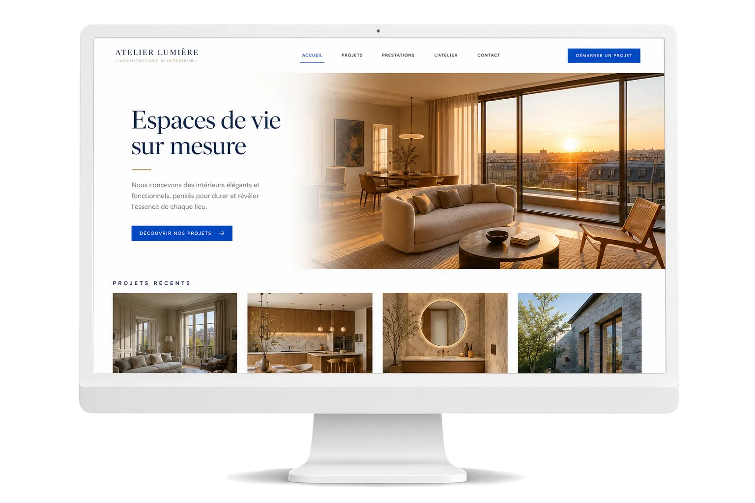 &Eacute;cran central montrant un site refondu, entre les probl&egrave;mes de l'ancien site et les solutions apport&eacute;es