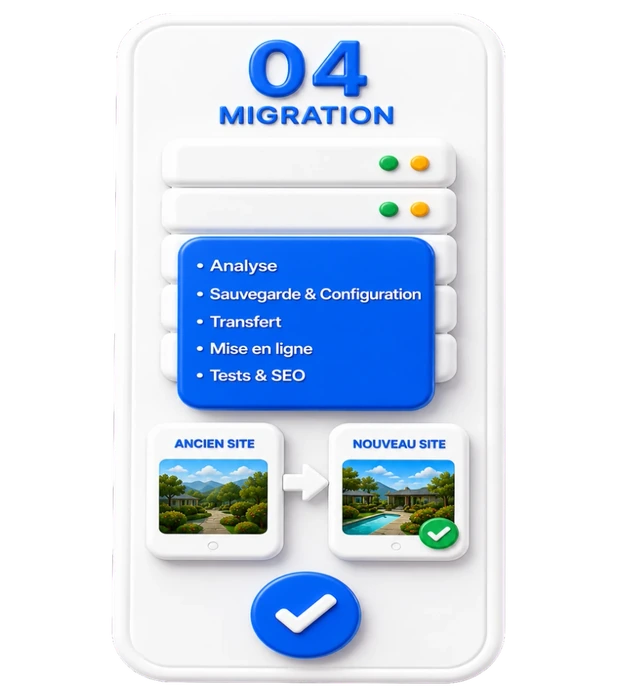 04 Migration : transfert, sauvegarde, mise en ligne, tests et pr&eacute;servation du SEO